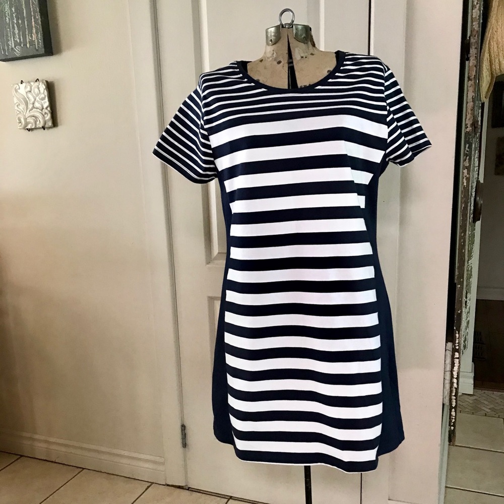 U.S Polo Assn Navy Blue Striped T-Shirt Dress